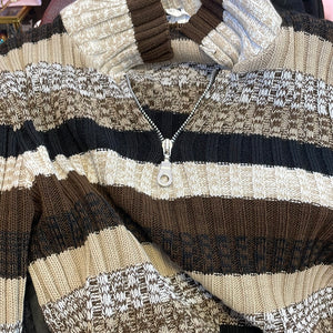 90’s Y2K Vintage Basic Editions Striped Marled Sweater Medium