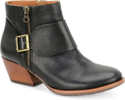 Kork Ease ISA ~ Ankle Boots Black Leather Buckle Zipper Heels Size 8